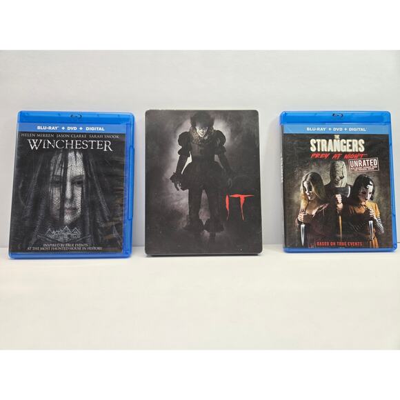 3 Movie Blu-Ray Bundle w/ Stephen King´s IT CHAPTER ONE 4K Ultra HD SteelBook - Picture 1 of 3